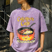 Calcifer's Cafe Howl's Moving Castle Vintage Washed T-Shirt in Purple
