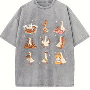 Hot Dog Lover Silly Goose Foodie Vintage Washed T-Shirt in Gray
