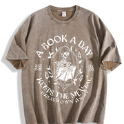 A Book a Day Keep the Mental Breakdown Away Vintage Washed T-Shirt in Brown