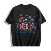 America 250 Years PNG Cotton T-Shirt in Black