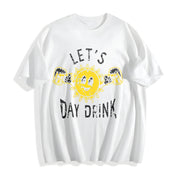 Lets Day Drink Drunken Sunny Booze Drinking for Guys Cotton T-Shirt in White