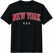 New York USA Cotton T-Shirt in Black