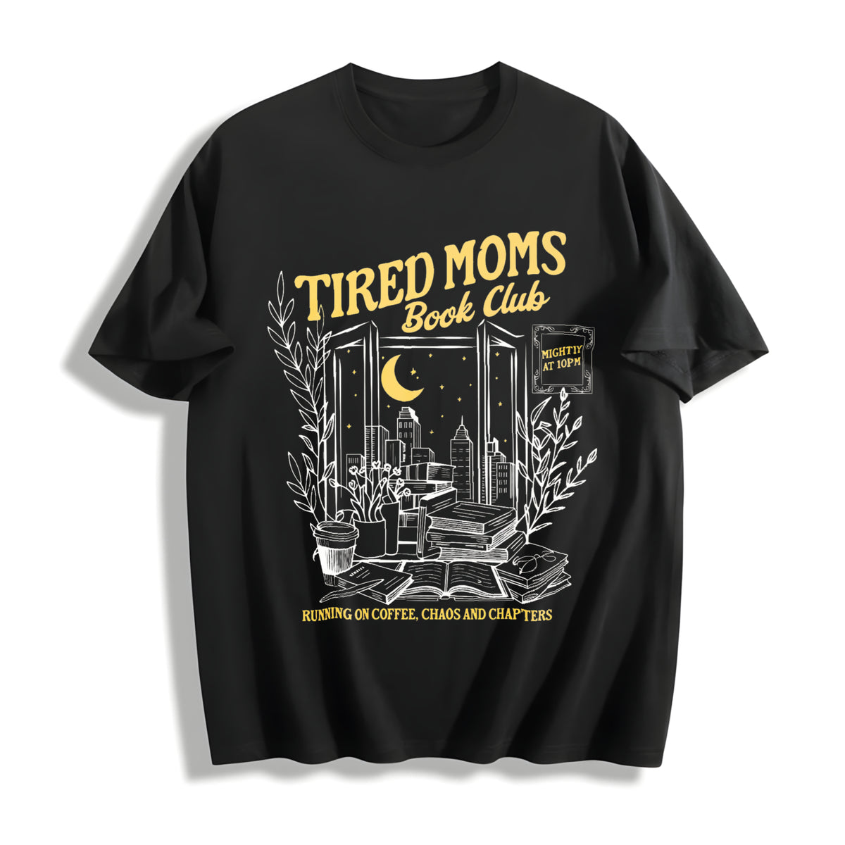 Tired Moms Club Bookish Things Booktrovert Cotton T-Shirt in Black