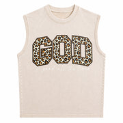 Leopard GOD Good Time Vintage Washed Tank Top in Beige