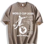 World Cup 2026 North America Host Cities Silhouette Vintage Washed T-Shirt in Brown