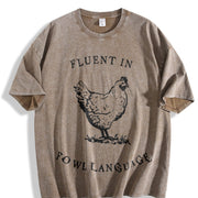 Chicken Short-sleeve Vintage Washed T-Shirt in Brown