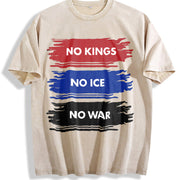 No Kings No Ice Vintage Washed T-Shirt in Beige