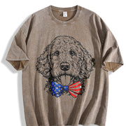 Patriotic Puppy Love Vintage Washed T-Shirt in Brown