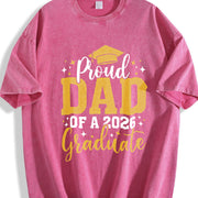 Dad Senior 2026 Proud Dad of a Class of 2026 Graduate Vintage Washed T-Shirt in Red