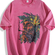 Retro Dark Background Vintage Washed T-Shirt in Red