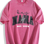 Boy Mom Custom Est Date New Mama Lighting Bolt First Time Vintage Washed T-Shirt in Red