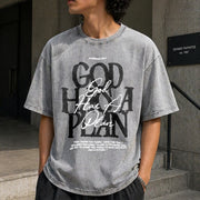 God Has a Plan Jeremiah 29:11 Vintage Washed T-Shirt in Gray