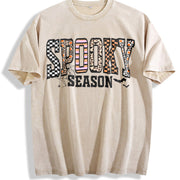 Retro Halloween Spooky Coquette Vintage Washed T-Shirt in Beige
