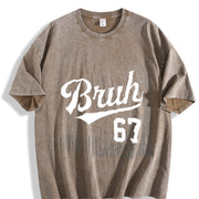With Y2K Retro Vibe Vintage Washed T-Shirt in Brown