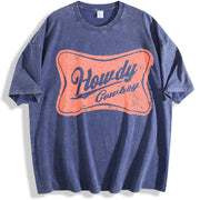 Howdy Cowboy Howdy Western Yee Haw vintage washed oversized T-shirt in Blue