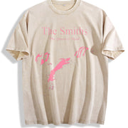 Retro Old School Spoof Fun Nostalgic Movie and TV Drama Vintage Washed T-Shirt in Beige