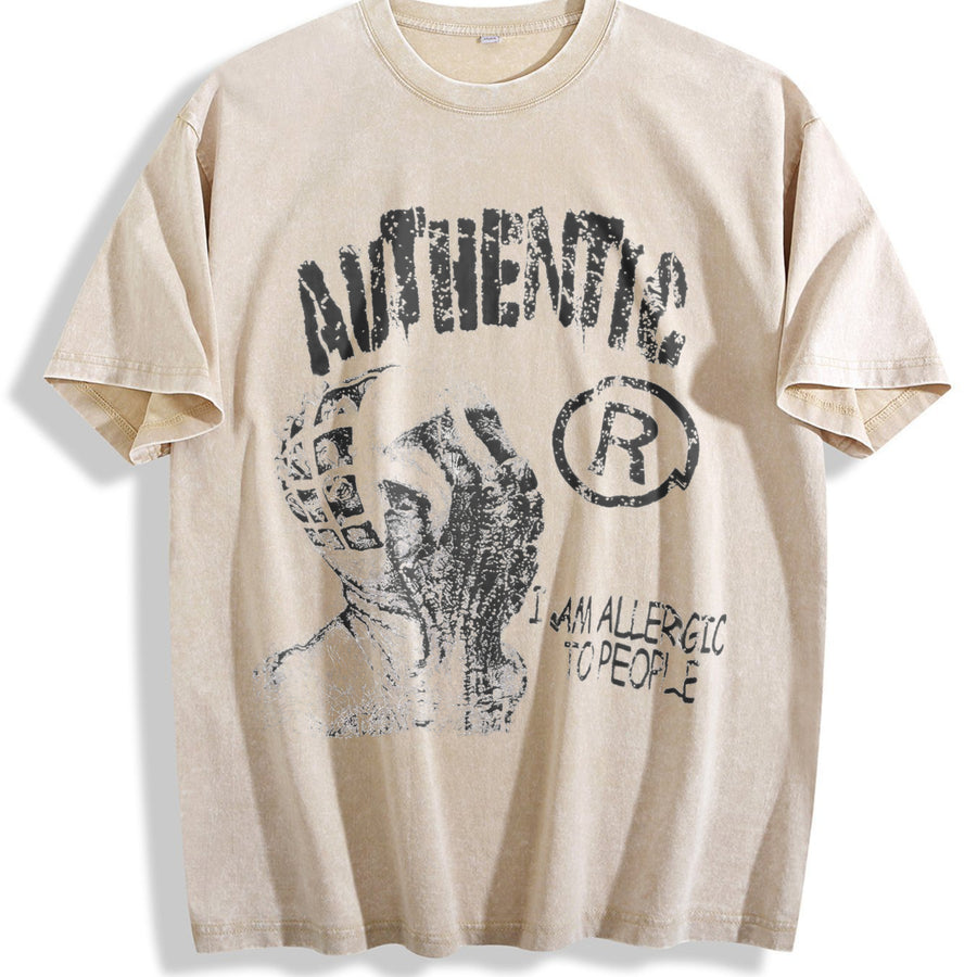 Sleeveless Vest Made Of Vintage Washed T-Shirt in Beige