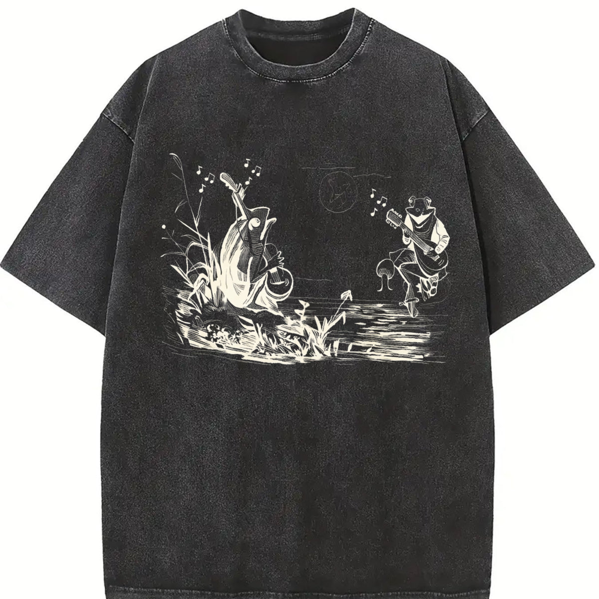 ® Frog Musicians 90s Vintage Washed T-Shirt in Black