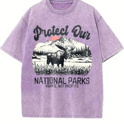 Retro Protect Our National Parks Vintage Washed T-Shirt in Purple