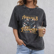 Abraxos Flower vintage washed oversized T-shirt in Black
