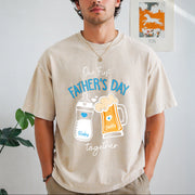 1st Fathers Day Father and Baby Our First Father's Day Vintage Washed T-Shirt in Beige