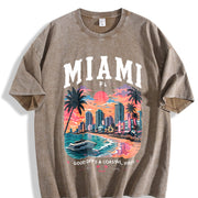 Miami Florida Vintage Washed T-Shirt in Brown
