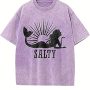 Beach SALTY Mermaid for Spring Vintage Washed T-Shirt in Purple