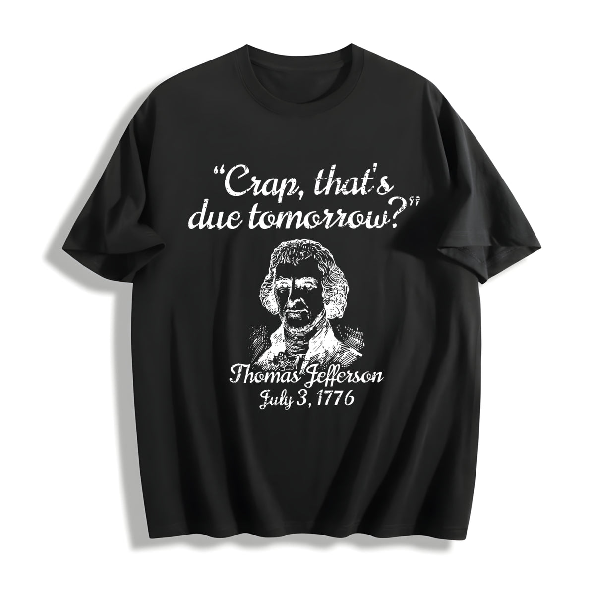 Thomas Jefferson 1776 USA History Patriotic 4th of July Cotton T-Shirt in Black