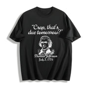 Thomas Jefferson 1776 USA History Patriotic 4th of July Cotton T-Shirt in Black