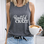 Beautiful Crazy Crew-neck Sleeveless Vest Outdoor Women's Color Cotton Tank Top in Gray