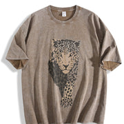 Local Delivery Leopard Head Vintage Washed T-Shirt in Brown