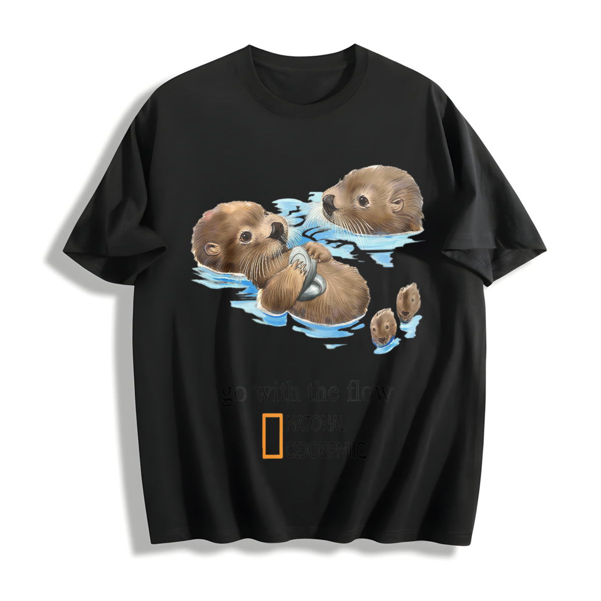 Otter Go with the Flow Cotton T-Shirt in Black