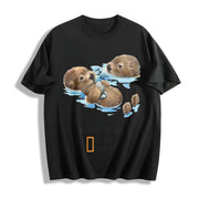 Otter Go with the Flow Cotton T-Shirt in Black