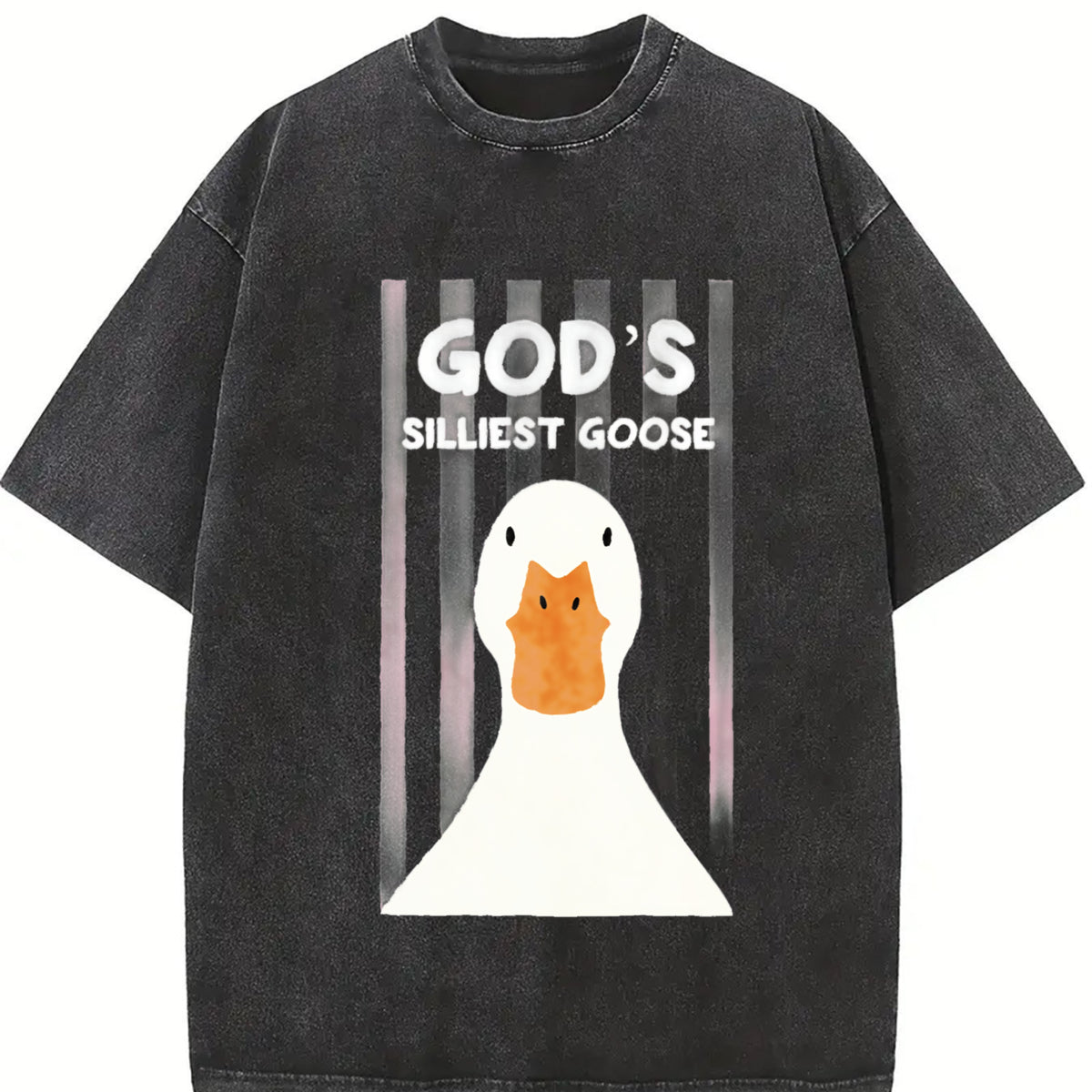 ZestLoop God's Silliest Goose Retro Christian Vintage Washed T-Shirt in Black