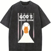 ZestLoop God's Silliest Goose Retro Christian Vintage Washed T-Shirt in Black