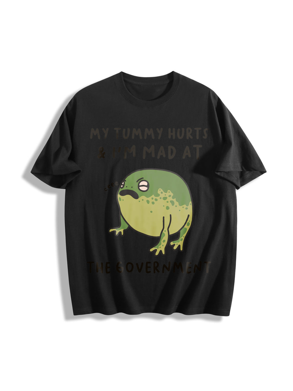 My Tummy Hurts I'm Mad at the Gouvernment Cotton T-Shirt in Black