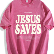 Jesus Saves Vintage Washed T-Shirt in Red