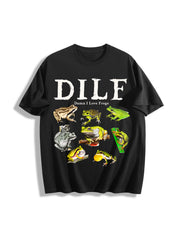 Dilf Damn I Love Frogs Frog 90s Cotton T-Shirt in Black