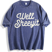 Well Sheeyit Vulgar Crude vintage washed oversized T-shirt in Blue