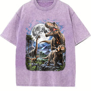 Moonlight Dinosaurs Vintage Washed T-Shirt in Purple