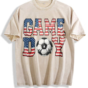 Game Day USA Soccer Vintage Washed T-Shirt in Beige