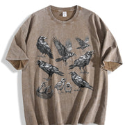 Raven 90s Tattoo Retro ® Y2k Crow Gothic Vintage Washed T-Shirt in Brown