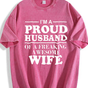 Proud Husband of a Freaking Awesome Wife Vintage Washed T-Shirt in Red