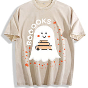 Booooks Ghost Books Vintage Washed T-Shirt in Beige