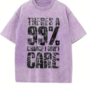 There's a 99 Percent Chance I Don't Care Vintage Washed T-Shirt in Purple