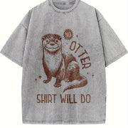 Retro Otter 90s No Otter Will Do Vintage Washed T-Shirt in Gray