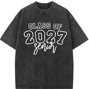 Class of 2027 Senior Vintage Washed T-Shirt in Black