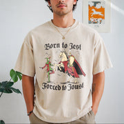 Born to Jest Forced to Joust Vintage Washed T-Shirt in Beige