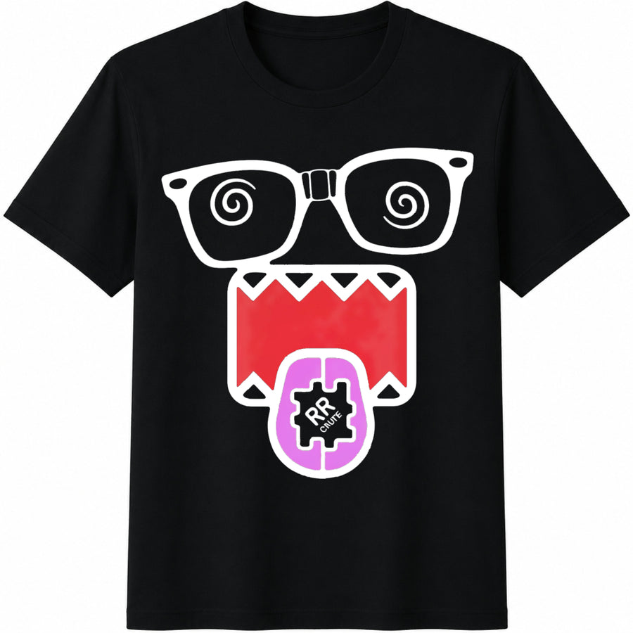 Dizzy Domo Ku Cartoon Cotton T-Shirt in Black