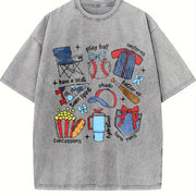 ZestLoop Coquette Baseball Vintage Washed T-Shirt in Gray